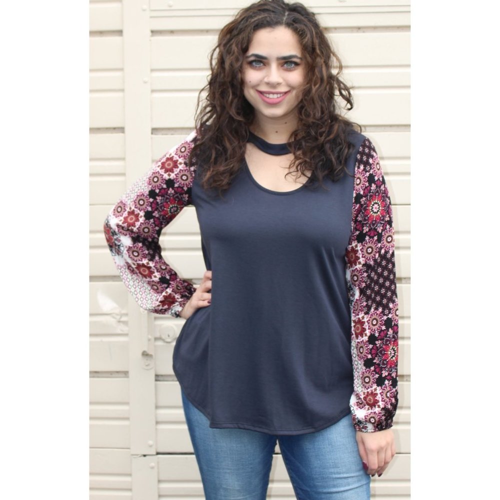 Promesa Floral Print Sleeve Knit Top - Picture 6 of 6